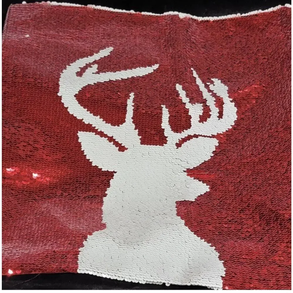 Christmas Decorations Pillow Covers 15 × 15Inch Set of 4 sequin changing red whi